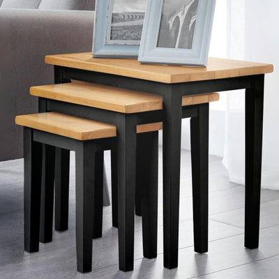 Cleo 2 Tone Black and Oak Nest of Tables