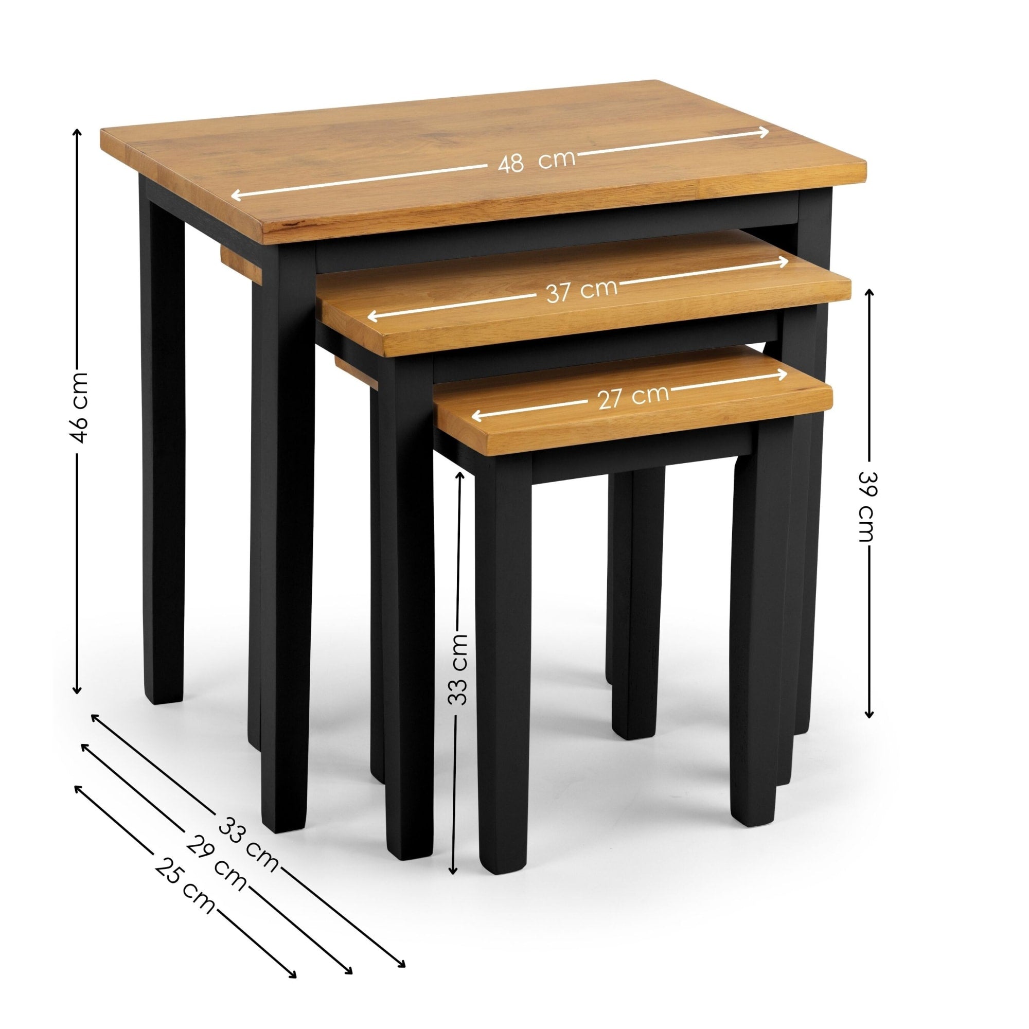 Cleo 2 Tone Black and Oak Nest of Tables