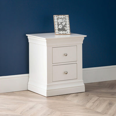 Clermont 2 Drawer Bedside - Surf White