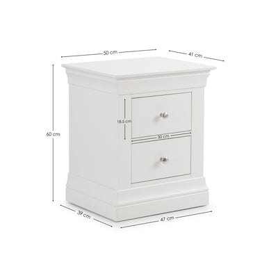Clermont 2 Drawer Bedside - Surf White