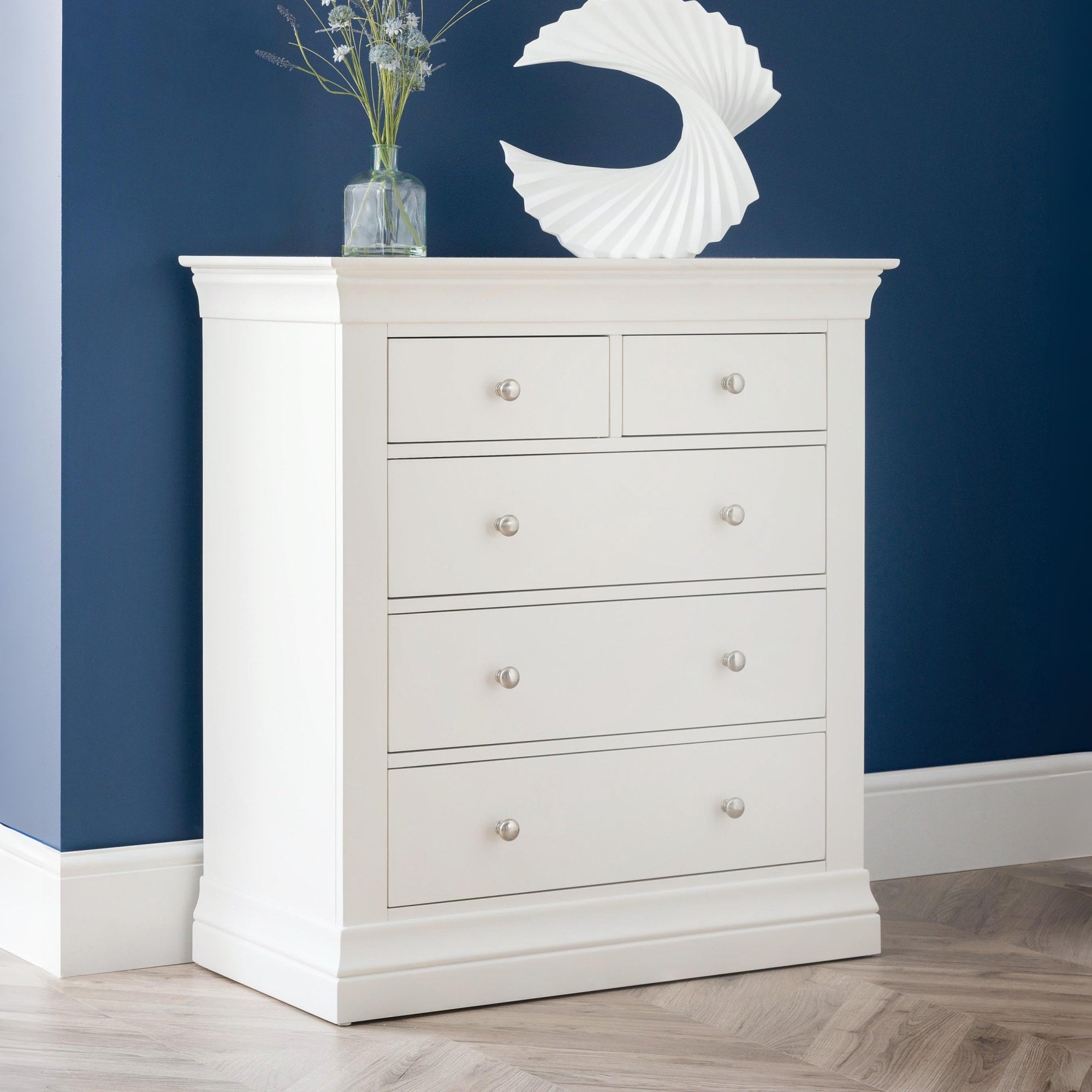 Clermont 3+2 Drawer Chest - Surf White