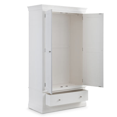 Clermont 2 Door 1 Drawer Wardrobe - Surf White