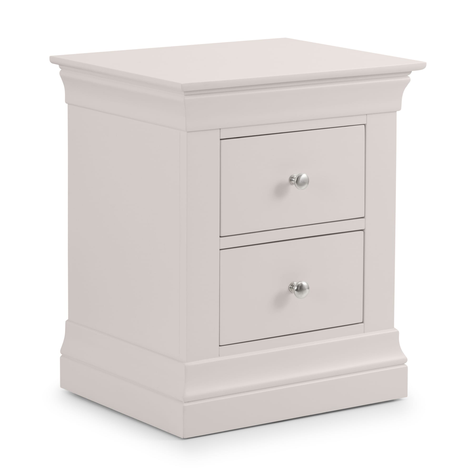 Clermont 2 Drawer Bedside - Light Grey