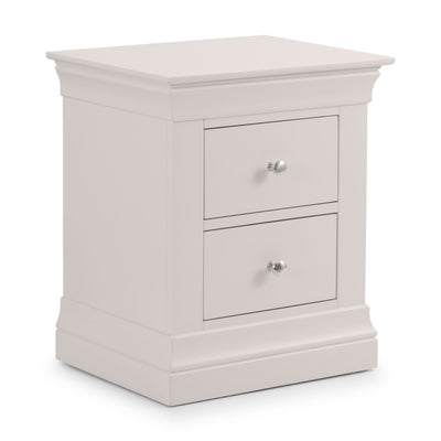 Clermont 2 Drawer Bedside - Light Grey