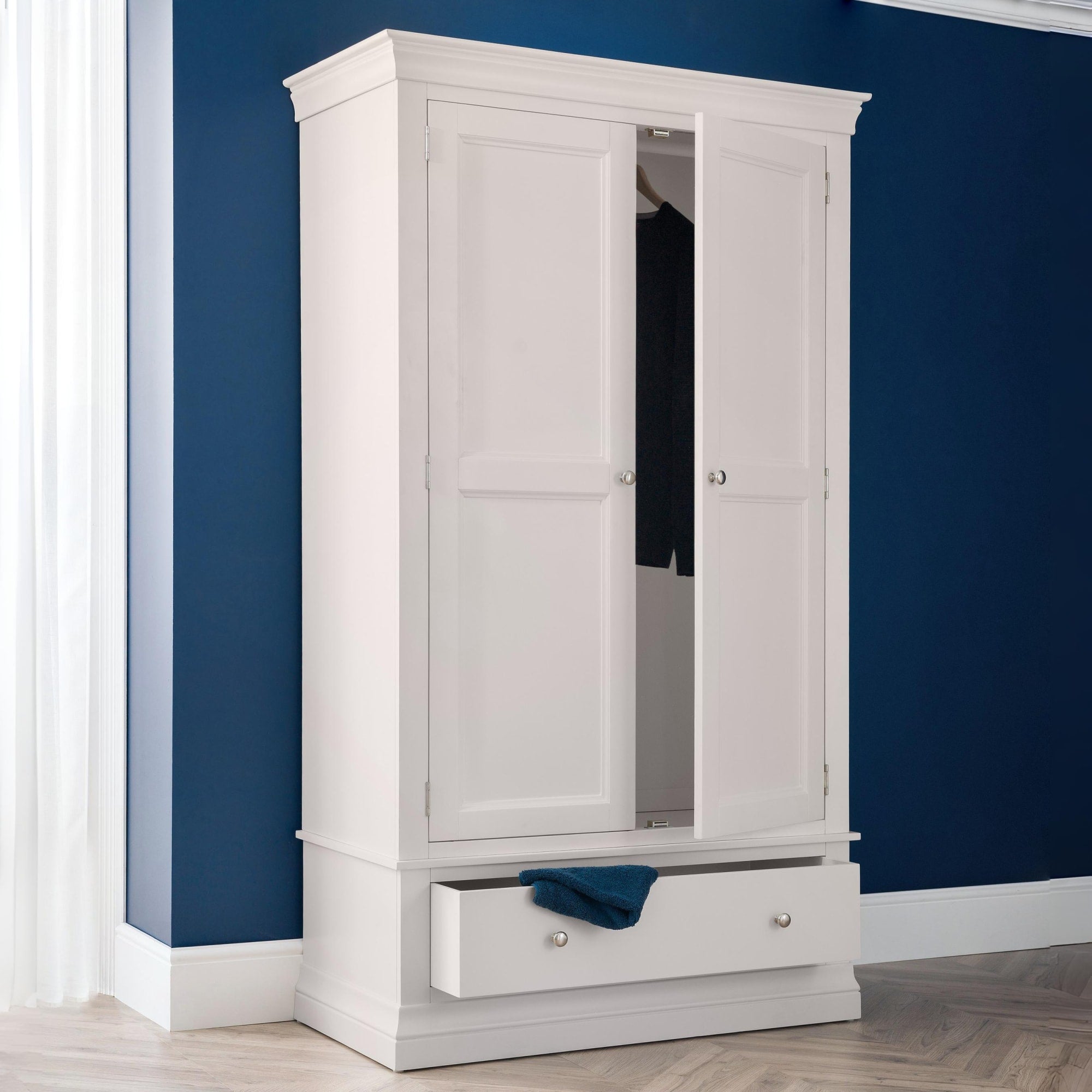 Clermont 2 Door 1 Drawer Wardrobe - Light Grey