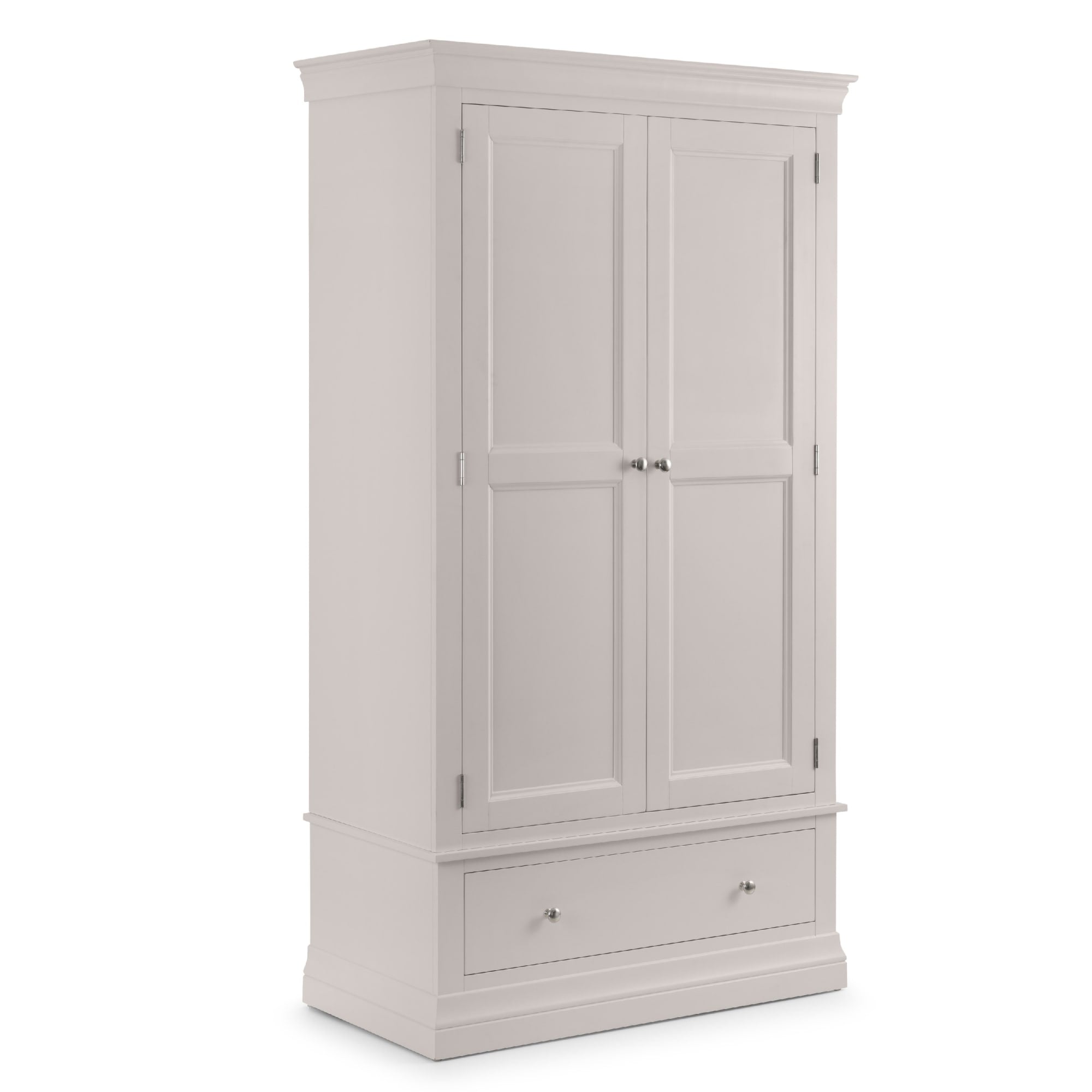 Clermont 2 Door 1 Drawer Wardrobe - Light Grey