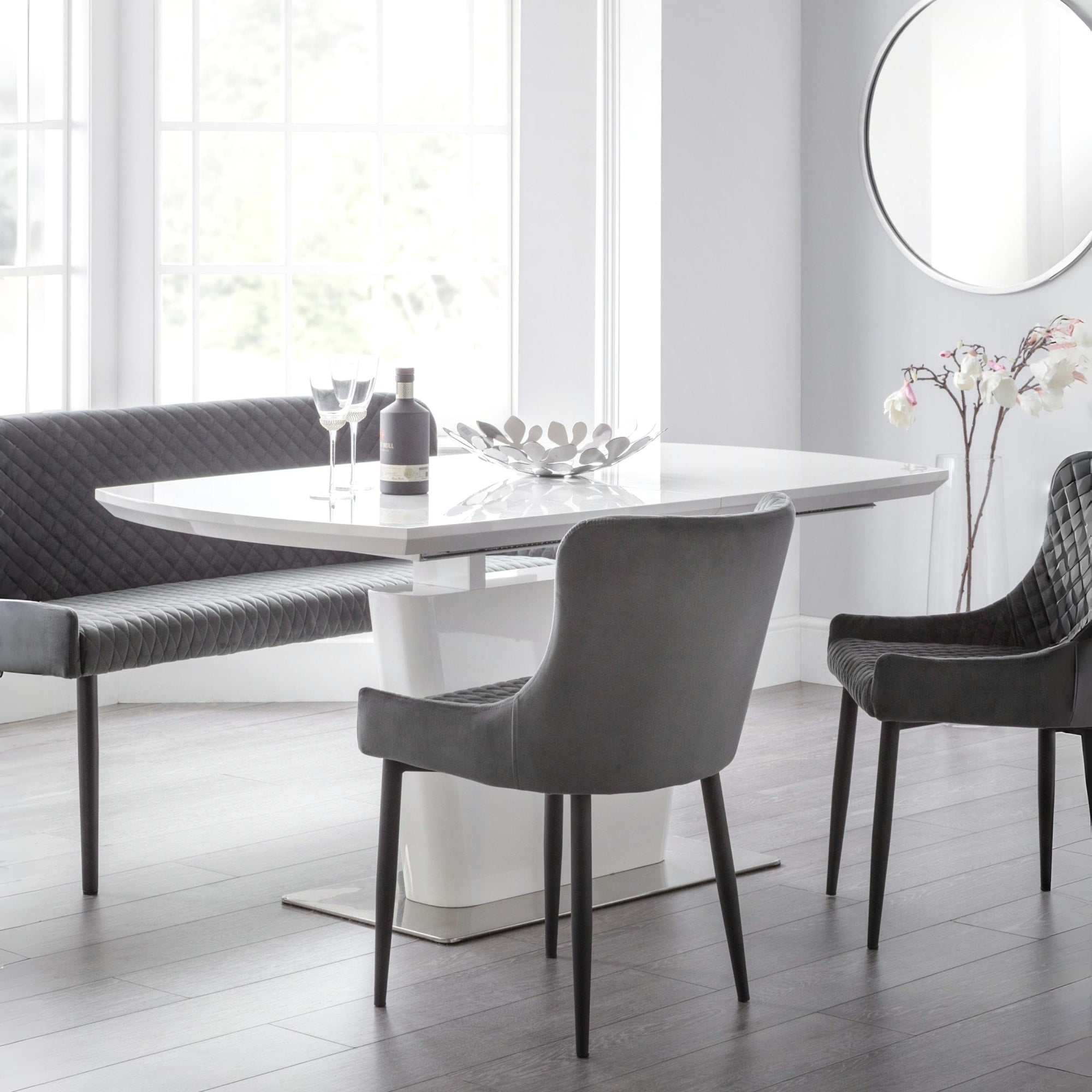 Como High Gloss Extending Table - White