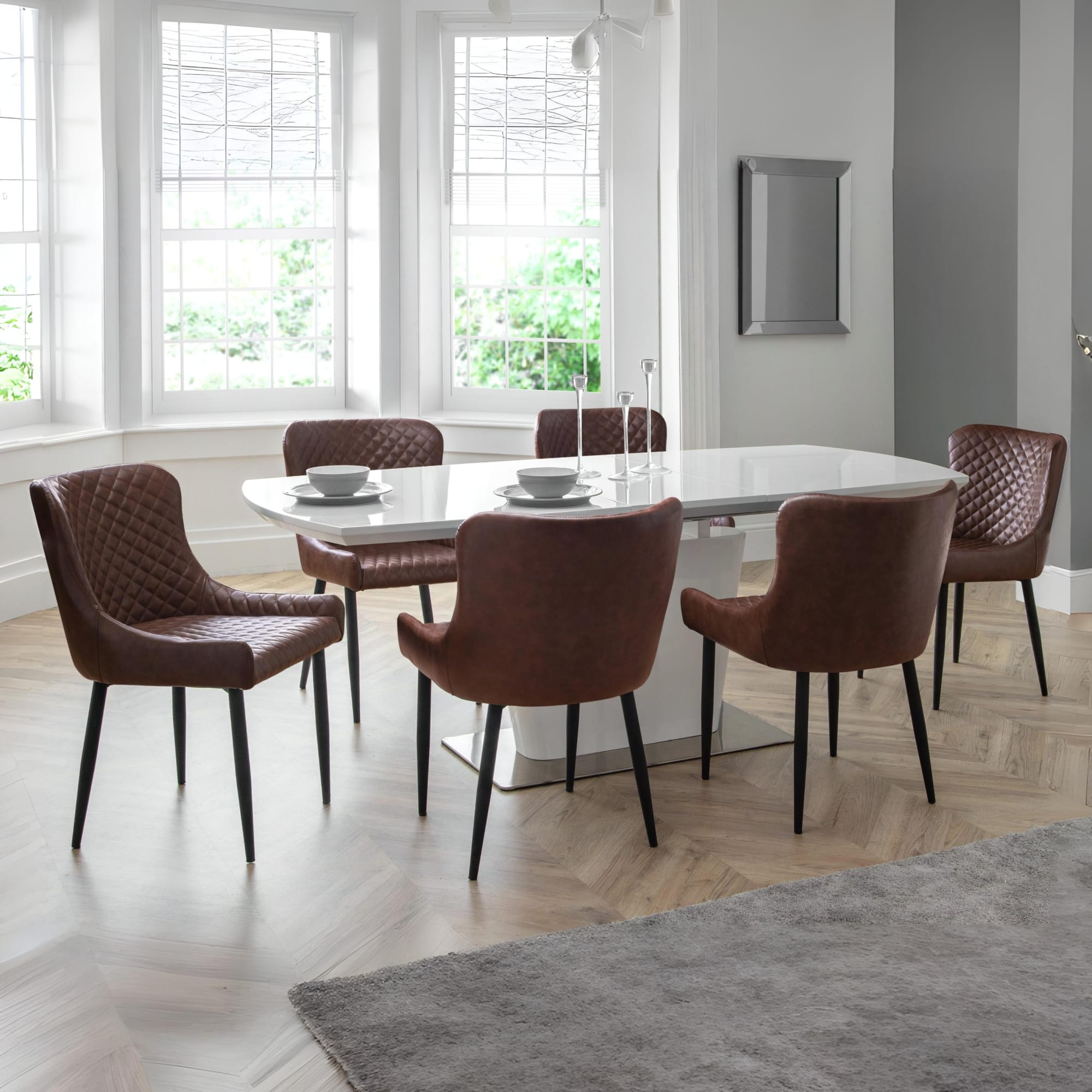 Como High Gloss Extending Table - White