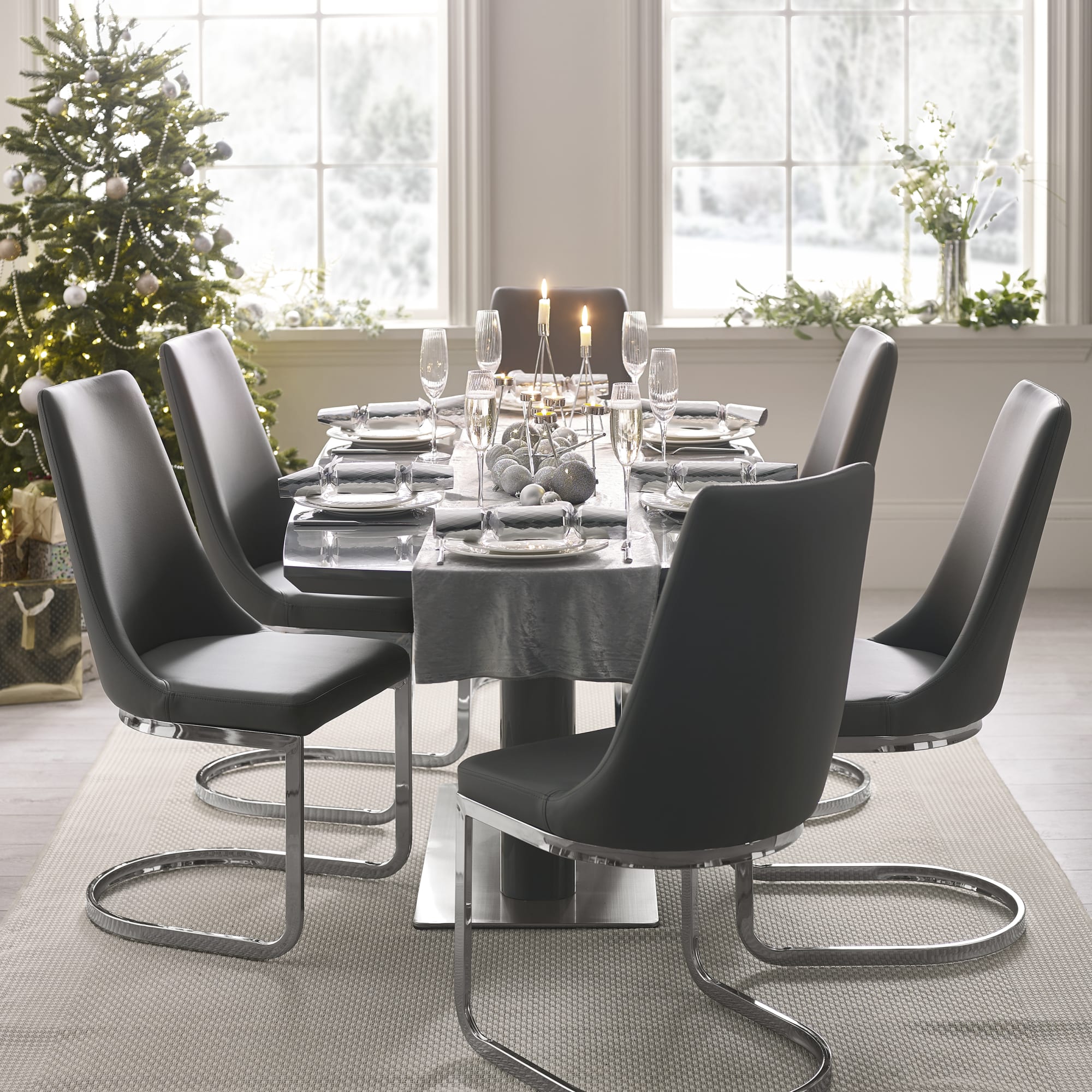 Como High Gloss Extending Table - Grey
