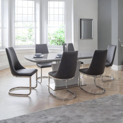 Como High Gloss Extending Table - Grey