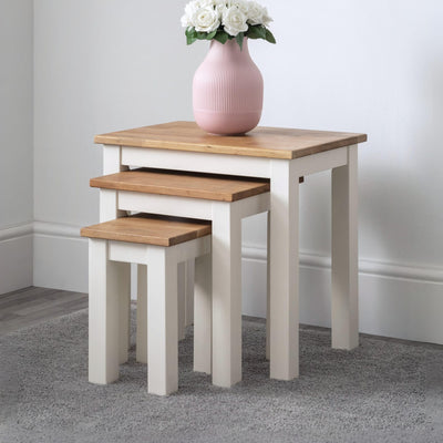 Coxmoor Nest Of 3 Tables - Ivory & Oak