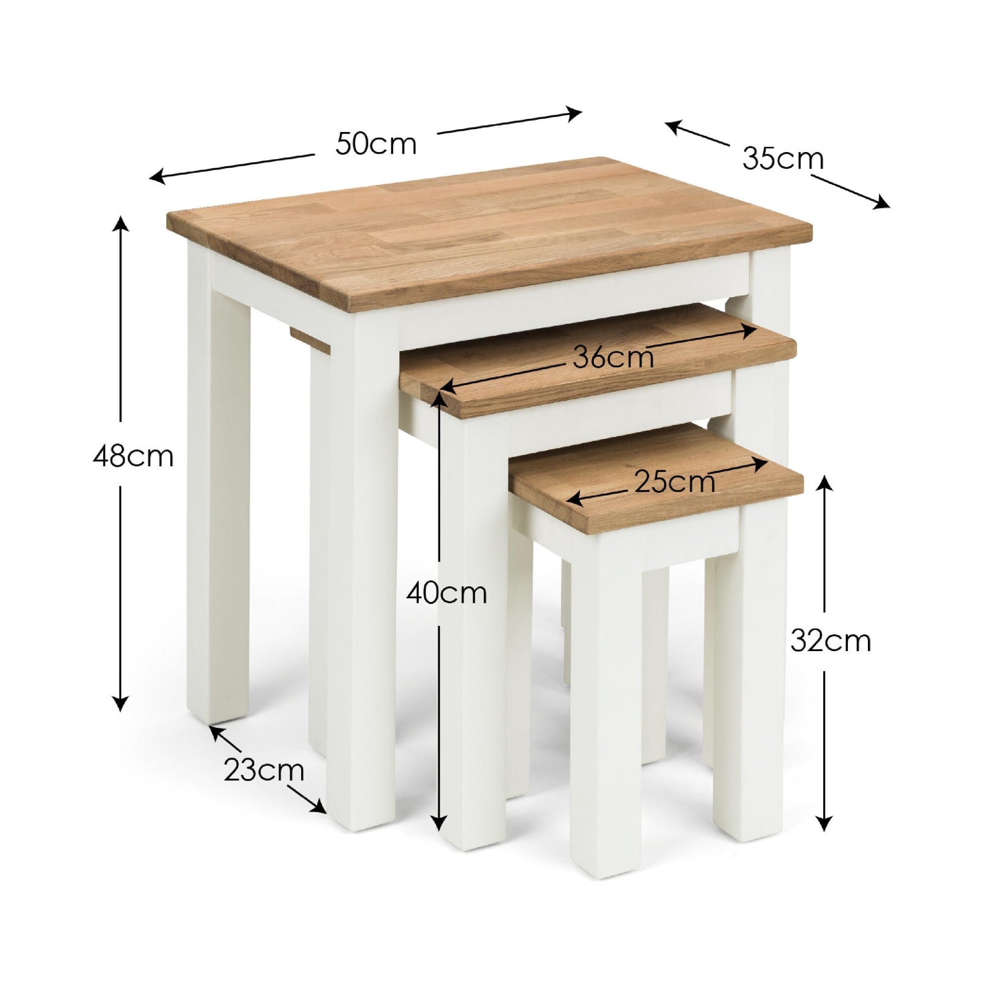 Coxmoor Nest Of 3 Tables - Ivory & Oak