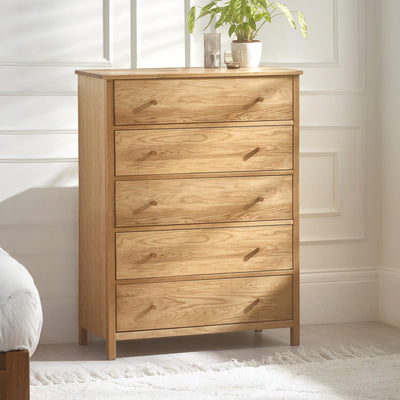 Coxmoor 5 Drawer Wide Chest - Oak