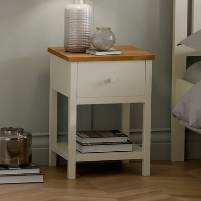 Coxmoor 1 Drawer - Ivory and Oak