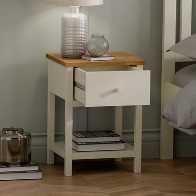 Coxmoor 1 Drawer - Ivory and Oak