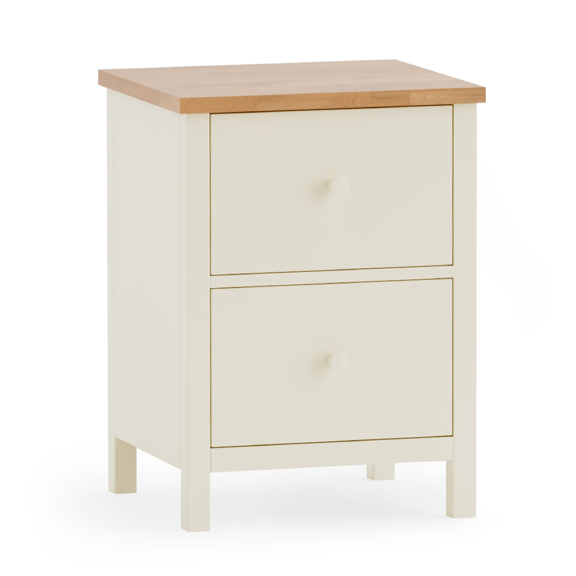 Coxmoor 2 Drawer Bedside - Ivory and Oak