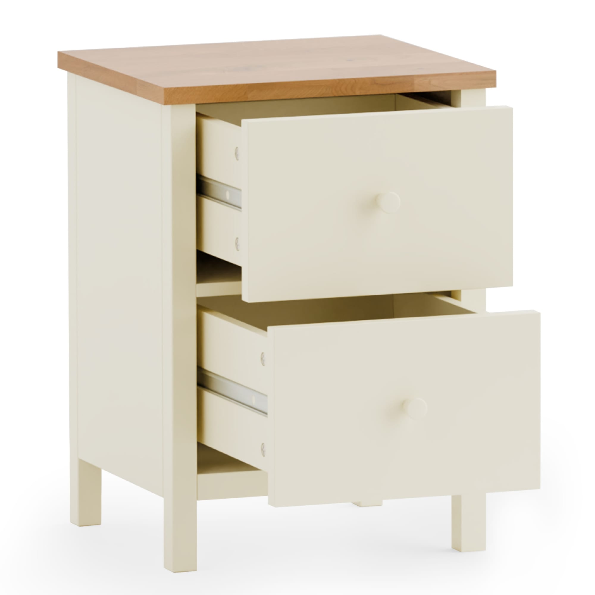 Coxmoor 2 Drawer Bedside - Ivory and Oak