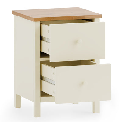 Coxmoor 2 Drawer Bedside - Ivory and Oak