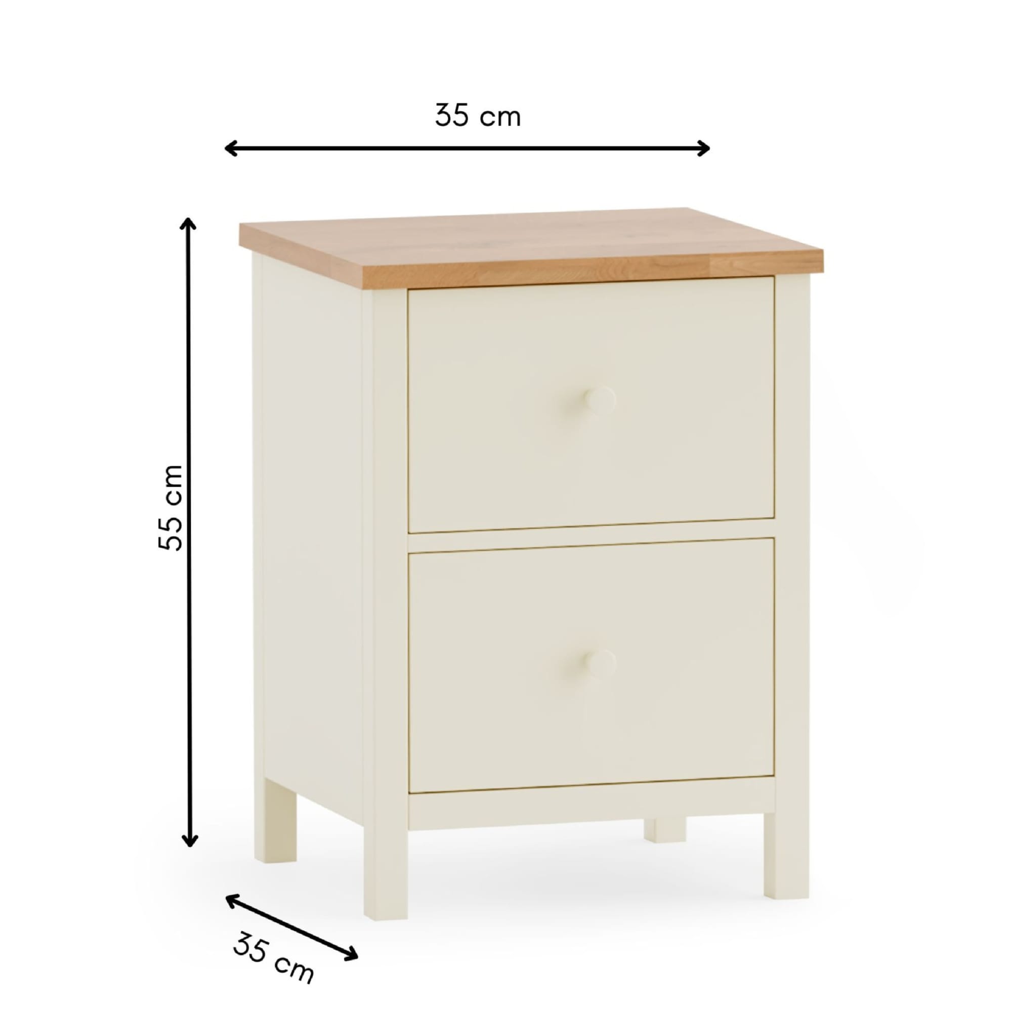 Coxmoor 2 Drawer Bedside - Ivory and Oak