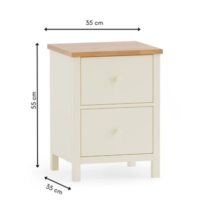 Coxmoor 2 Drawer Bedside - Ivory and Oak