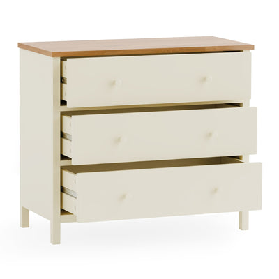 Coxmoor 3 Drawer Chest - Ivory and Oak