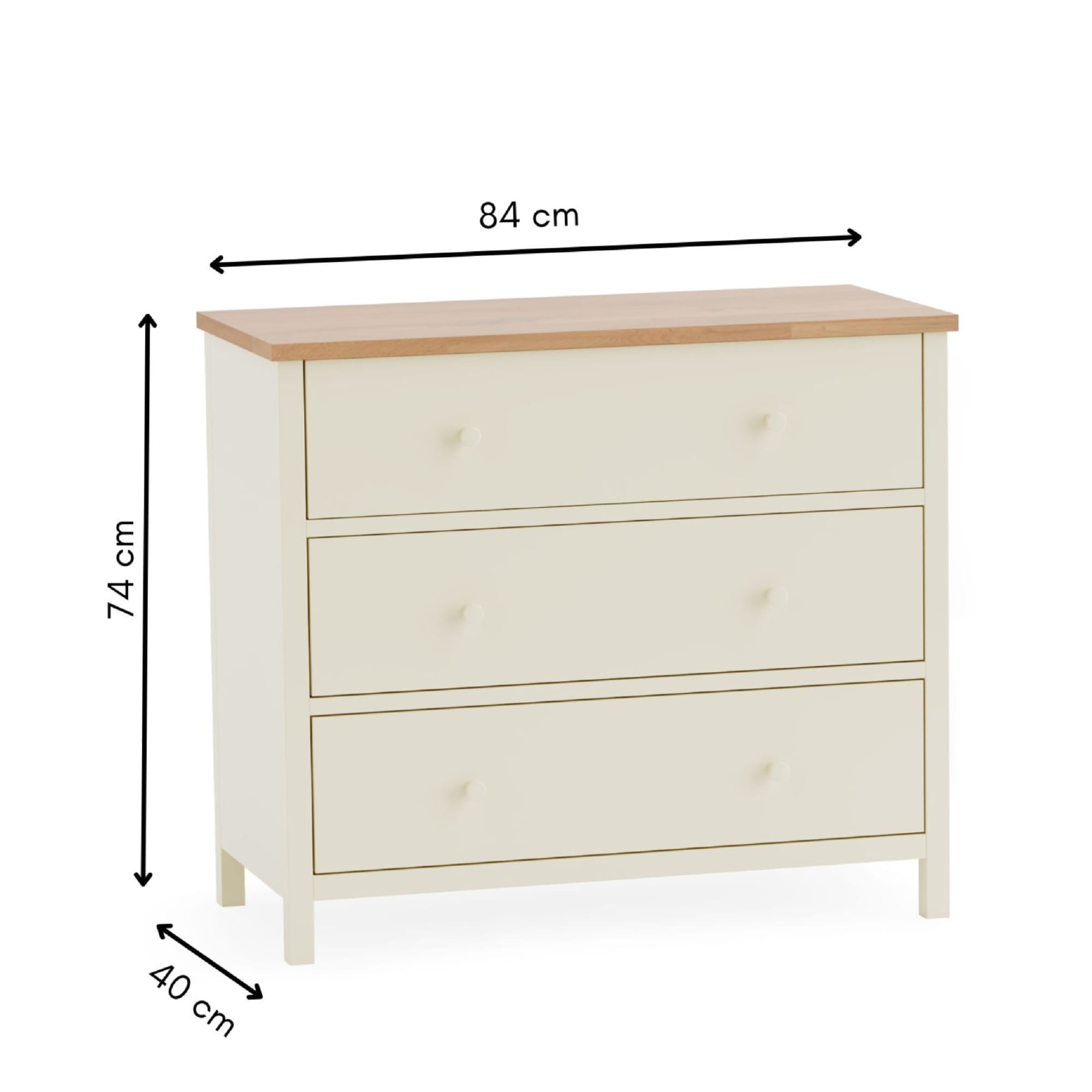 Coxmoor 3 Drawer Chest - Ivory and Oak
