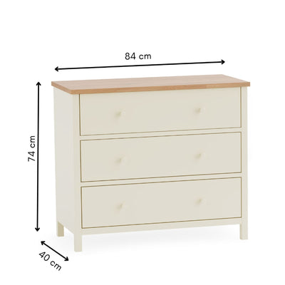Coxmoor 3 Drawer Chest - Ivory and Oak