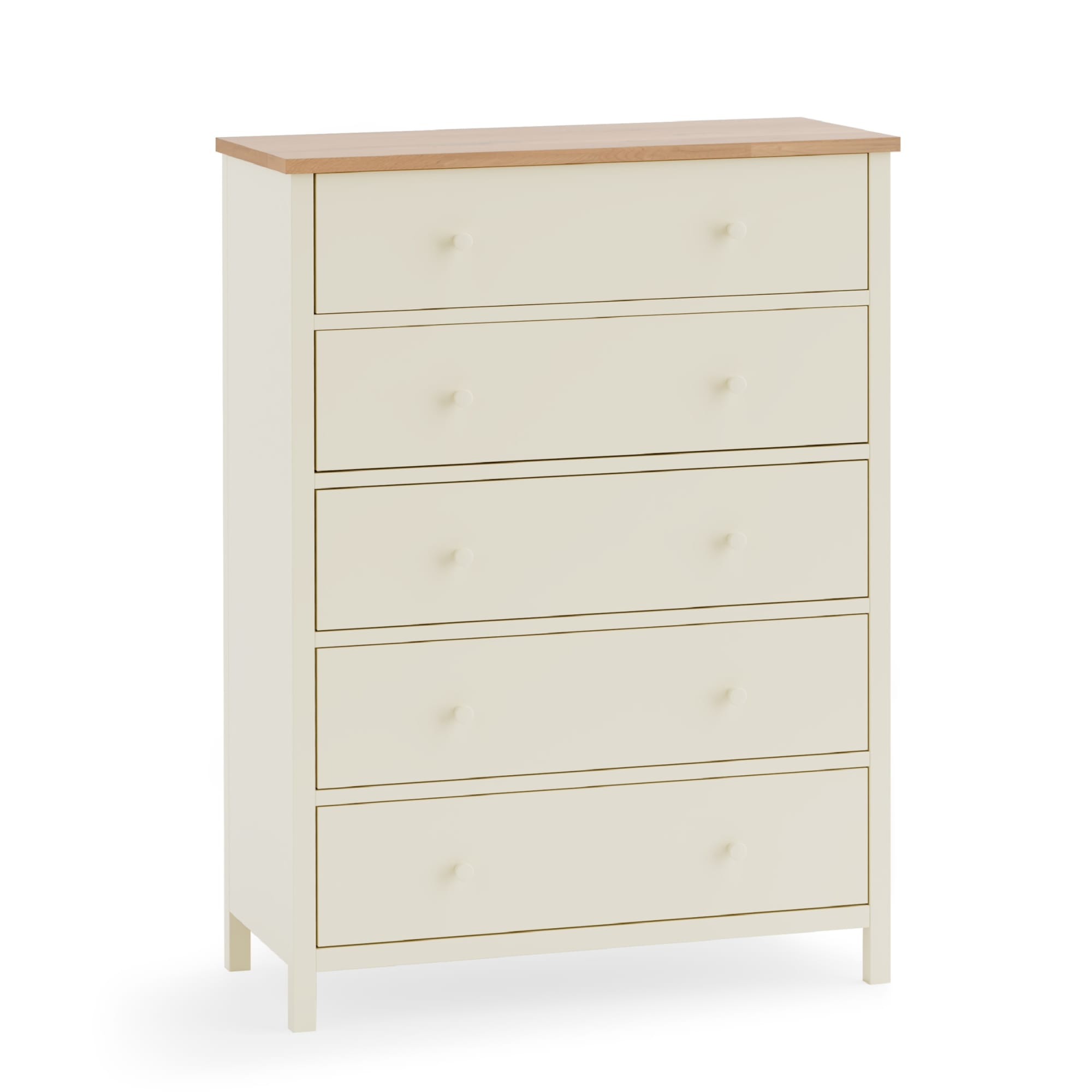 Coxmoor 5 Drawer Wide Chest - Ivory and Oak