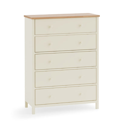 Coxmoor 5 Drawer Wide Chest - Ivory and Oak