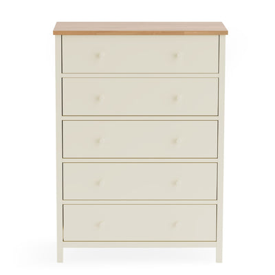 Coxmoor 5 Drawer Wide Chest - Ivory and Oak