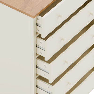 Coxmoor 5 Drawer Wide Chest - Ivory and Oak