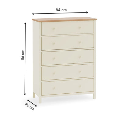 Coxmoor 5 Drawer Wide Chest - Ivory and Oak