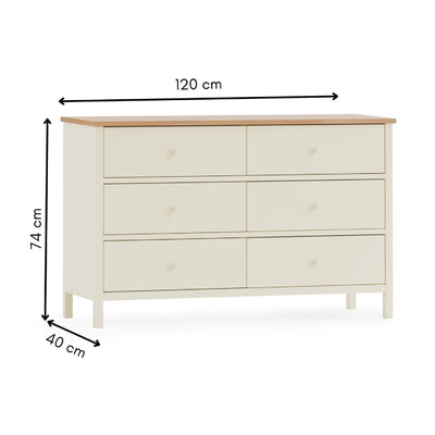 Coxmoor 6 Drawer Chest - Ivory and Oak