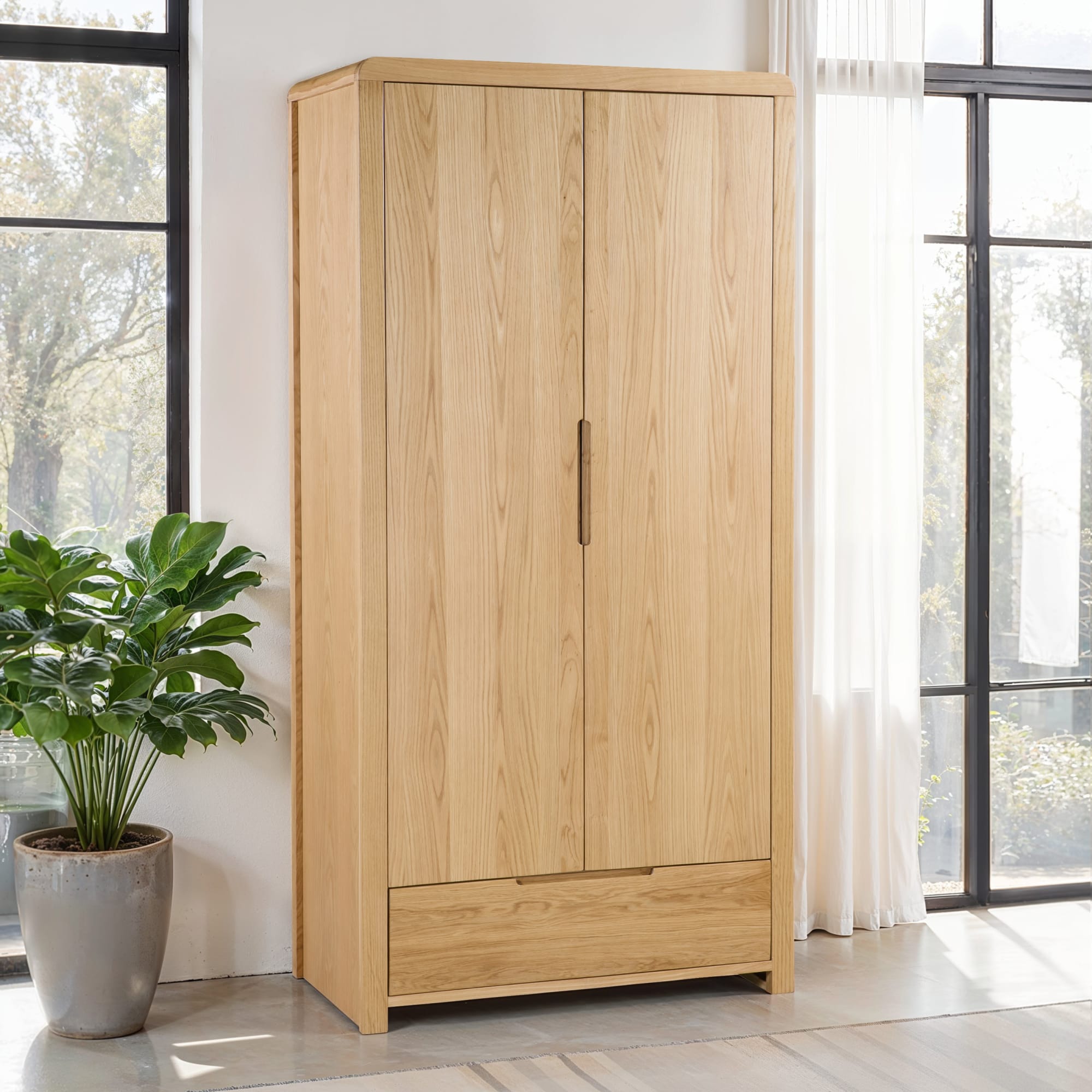 Curve 2 Door 1 Drawer Wardrobe