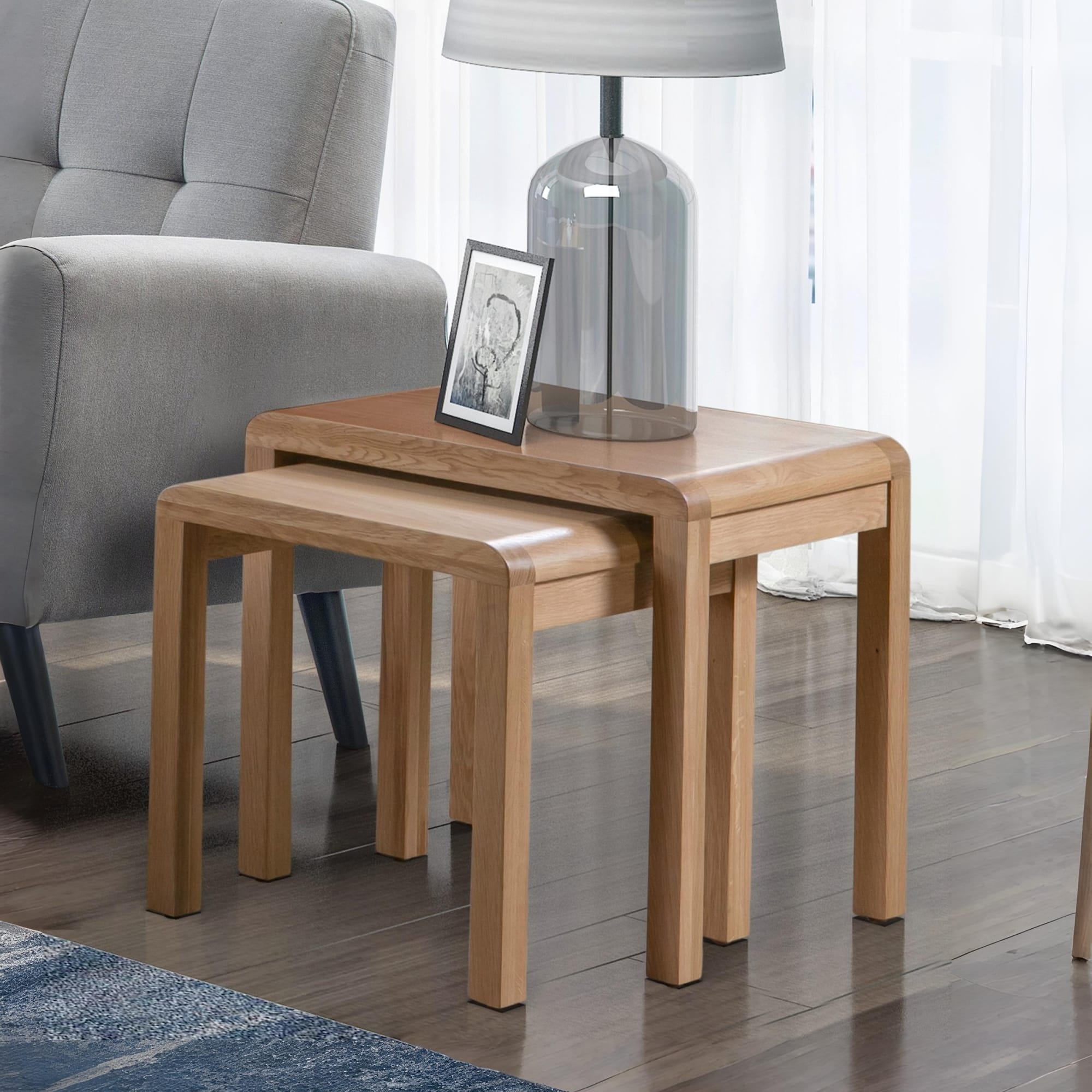 Curve Oak Nest Of 2 Tables