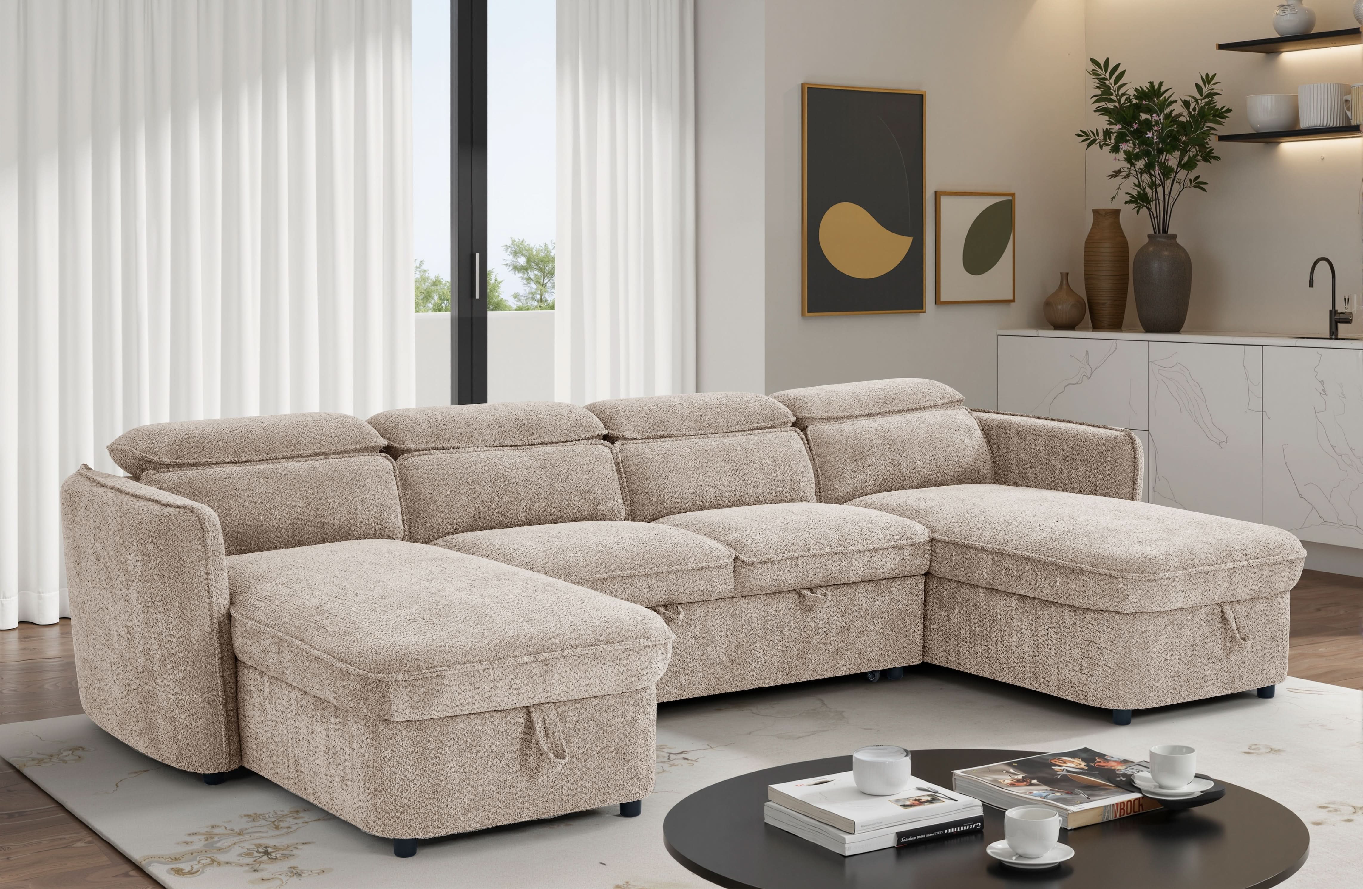 Capri Sofabed Beige U Shape Corner