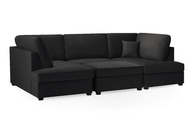 Carnaby Sofa Plush Black U Shape Corner