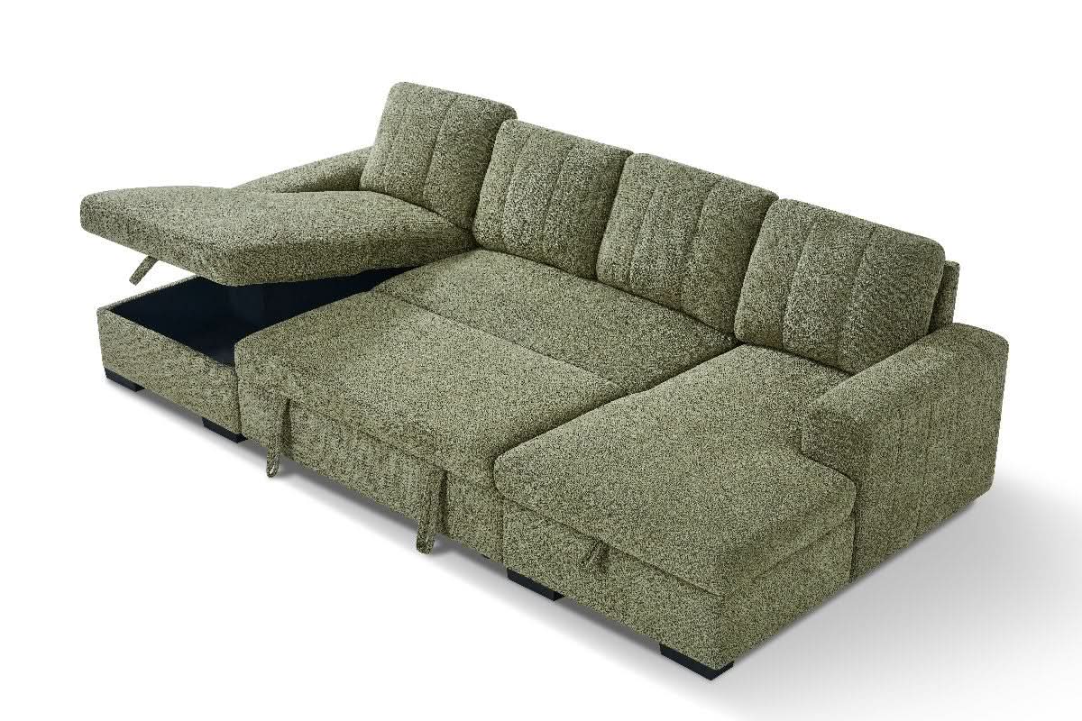 Como Sofabed Green U Shape Corner