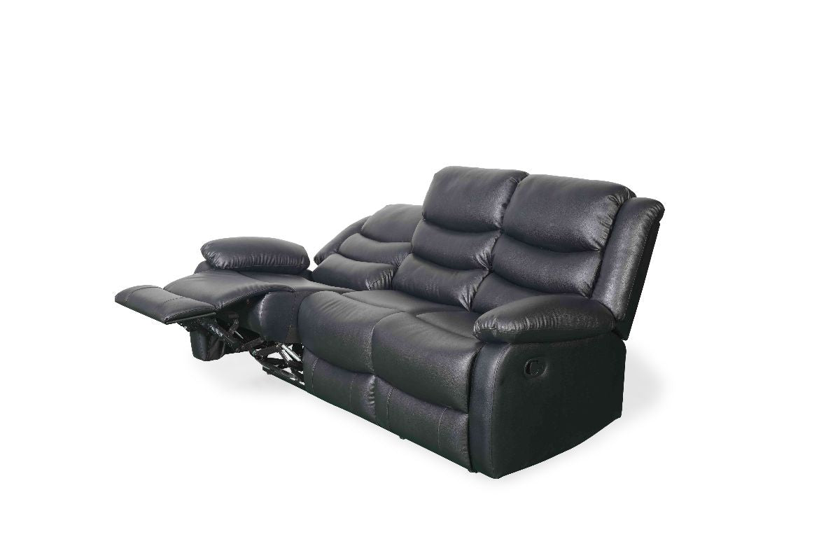 Conrad Manual Recliner Sofa Black 3 Seater