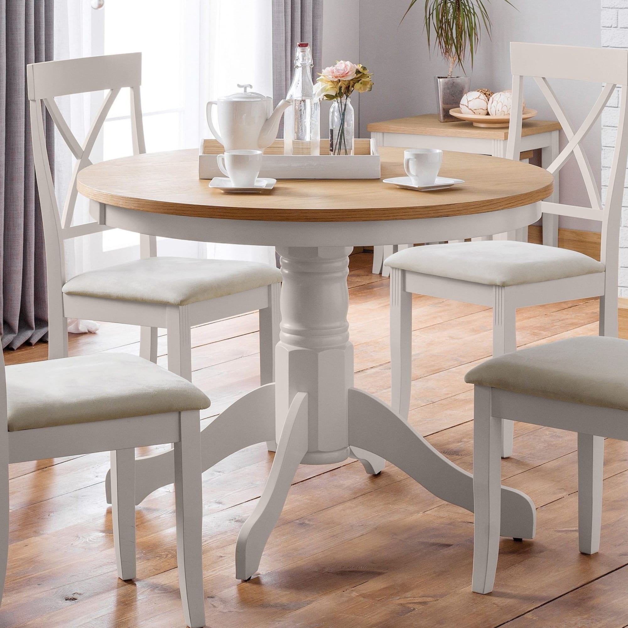Davenport Oak/Elephant Grey Round Pedestal Table