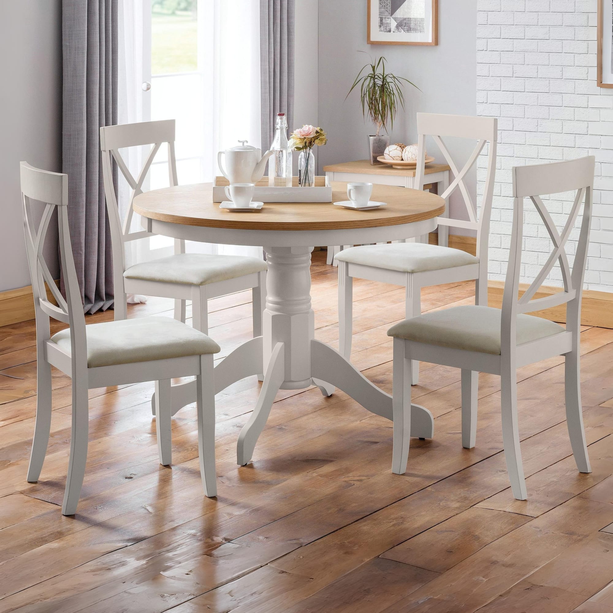 Davenport Oak/Elephant Grey Round Pedestal Table