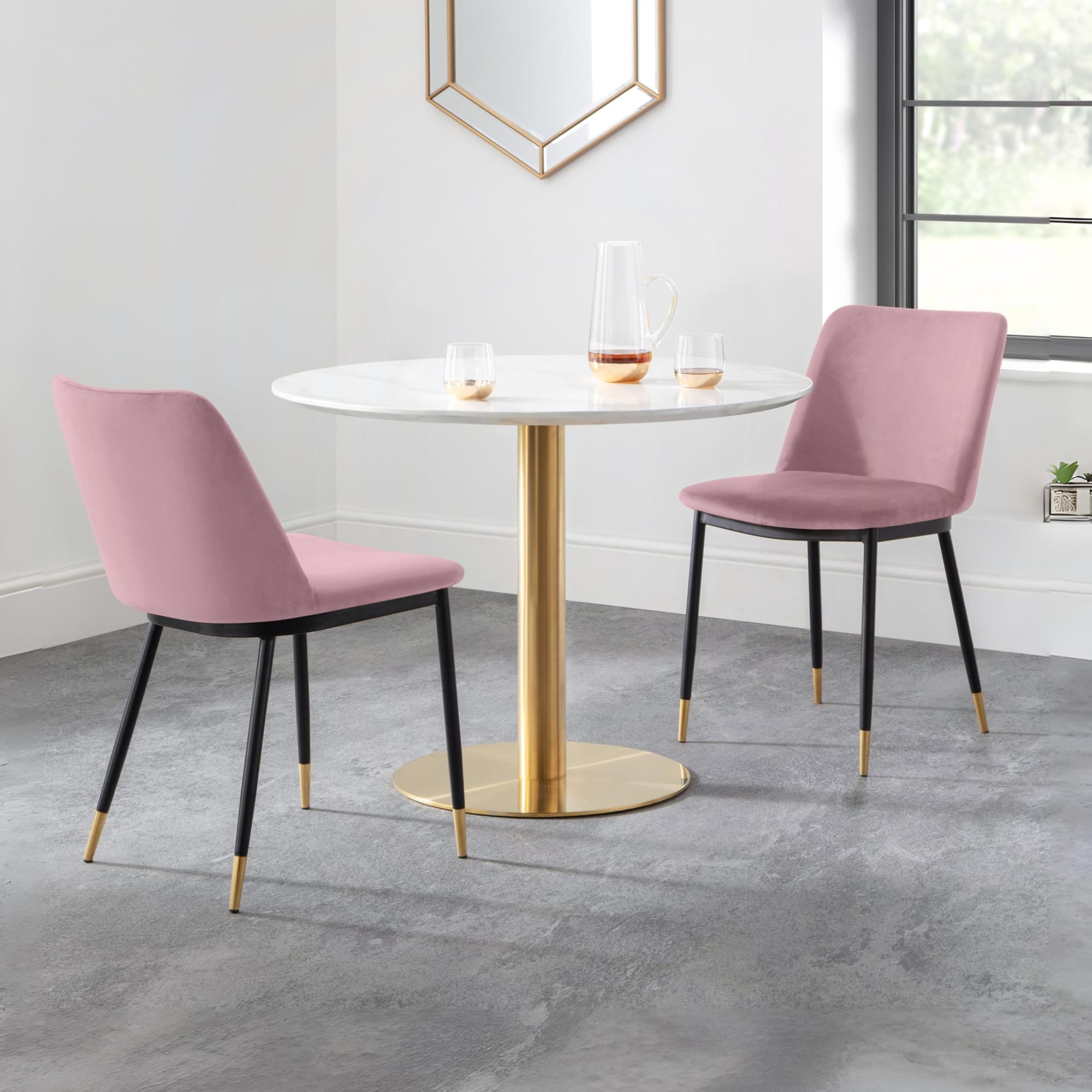 Set Of 2 Delaunay Dining Chairs - Dusky Pink