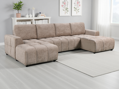 Shanghai Large Beige U Shape Corner Sofabed