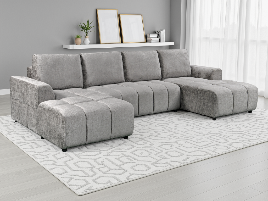 Shanghai Large Grey U Shape Corner Sofabed