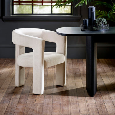 Elara Cream Chenille Upholstered  Chair