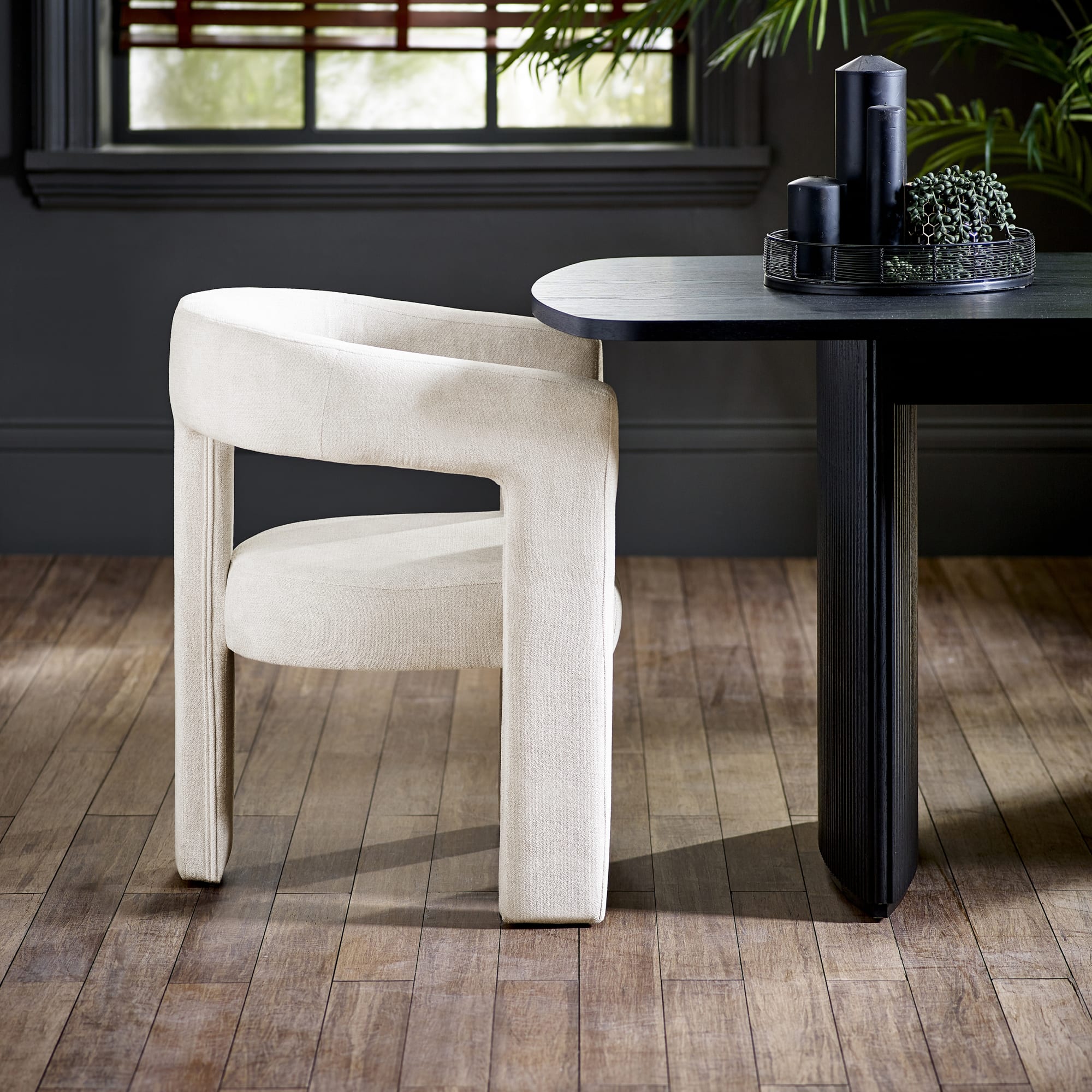 Elara Cream Chenille Upholstered  Chair