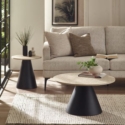 Elgon Travertine Effect Coffee and Lamp Table Set
