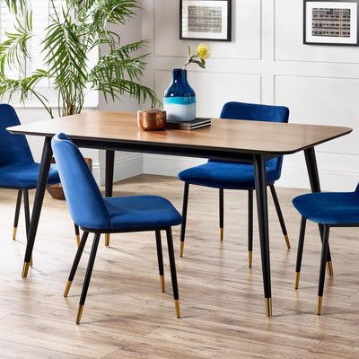 Findlay Rectangular Dining Table - Walnut & Black