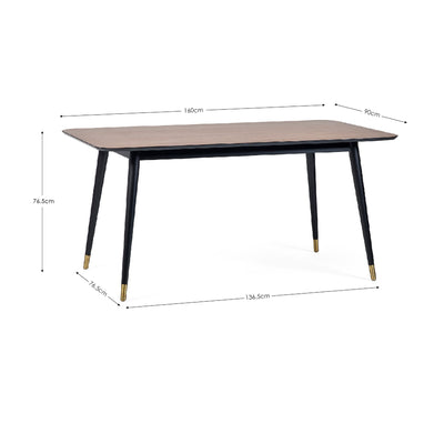 Findlay Rectangular Dining Table - Walnut & Black