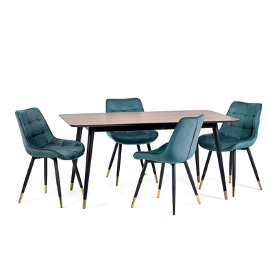 Findlay Rectangular Dining Table - Walnut & Black